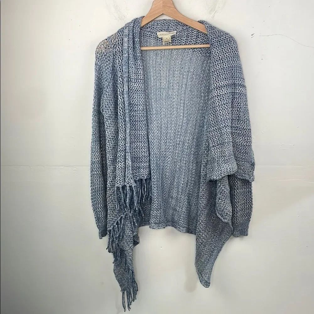 Love Stitch Blue Knit Women's Sweater open front cardigan long sleeve Medium